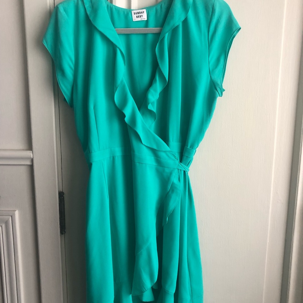 Sunday Best Teal Wrap Dress